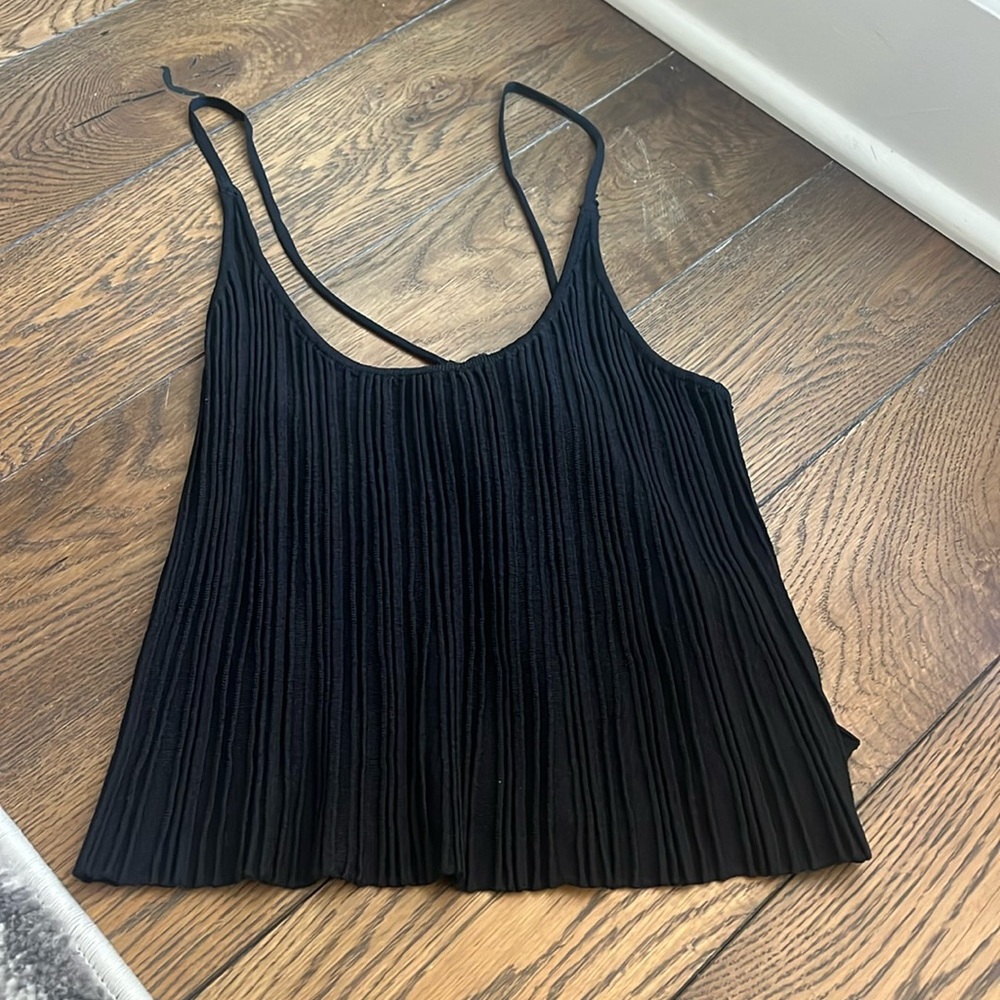 Free People Black Pleated Tank Top